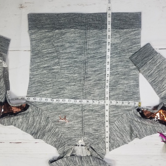 Nwt VS PINK GRAY BLING FLEECE ZIP SWEATER SMALL - Picture 5 of 5